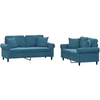 vidaXL Ensemble de canapés 2 pièces avec coussins bleu velours