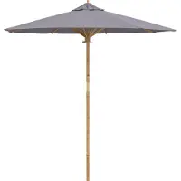 vidaXL Parasol de jardin, diamètre 217 cm x 230 cm, en bambou, forme ronde, gris foncé
