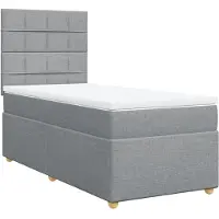 vidaXL Lit boxspring avec matelas gris clair 100x200 cm Tissu