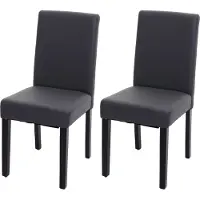 Mendler 2x chaise de salle à manger chaise de cuisine Littau imitation cuir, gris mat, pieds foncés
