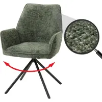 Mendler Chaise de salle à manger HWC-G67, chaise de cuisine avec accoudoirs, pivotante, position automatique, tissu chenille MVG, couleur verte