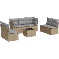 vidaXL Ensemble de jardin canapé 8 pièces avec coussins Beige Poly Rattan
