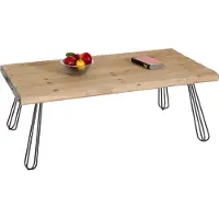 MCW Table basse -L73, Table de salon, bois massif industriel certifié MVG 120x60cm, naturel