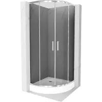 Mexen Rio cabine de douche semi-circulaire 70 x 70 cm, Noir graphite, Chrome + receveur de douche Rio, Blanc - 863-070-070-01-40-4710