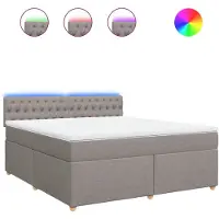 vidaXL Lit boxspring avec matelas Taupe 180x200 cm Tissu