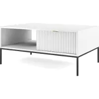Selsey Table basse Vellore Table de salon avec tiroir, Blanc, 104x68 cm