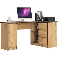 Akord Bureau d'angle B20 CLP droit en chêne Craft 155 cm avec portes et tiroirs extensibles