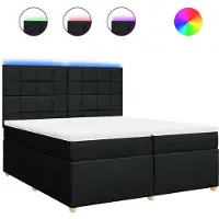 vidaXL Lit boxspring avec matelas noir 200x200 cm tissu