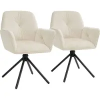 TecTake Chaise pivotante Lenia - Lot de 2 chaises pivotantes avec accoudoir - Chaise de salle à manger pivotante - Fauteuils pivotants - Tapissé - Velours aspect crème/noir