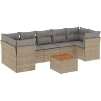 vidaXL Ensemble de jardin canapé 8 pièces avec coussins Beige Poly Rattan