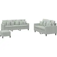 vidaXL Ensemble de canapés 3 pièces avec coussins gris clair velours