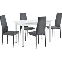 En.casa [] Ensemble de salle à manger avec 4 chaises 120x60cm Table de cuisine blanche avec chaises longues design Table de salle à manger avec set de 4 chaises rembourrées