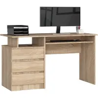 Akord Bureau CLP 135 cm Chêne Sonoma Élégant et Pratique avec 3 Tiroirs et Plateau Tiroir