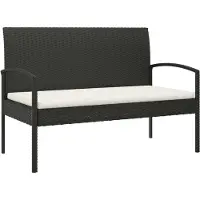 vidaXL Banc de jardin avec coussins Noir 105 cm Poly rotin