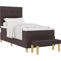 vidaXL Lit boxspring avec tête de lit, marron foncé, 190 x 90 cm, tissu