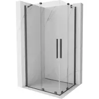 Mexen Velar Duo Paroi de douche extensible 90 x 80 cm, transparent, gris foncé brossé - 871-090-080-02-66