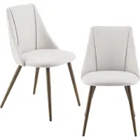 En.casa 2x Chaise rembourrée Chaise design Chaise de salle à manger Lot de 2 Textile Beige Chaise de bureau avec pieds métalliques imitation bois 2 pcs. []