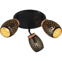 RL Plafonnier BIDAR noir et or, 3xE14x10W, métal, dim. : 27x58x58 cm, IP20,