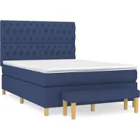 vidaXL Lit boxspring avec matelas bleu 140x200 cm Tissu