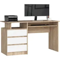 Akord Bureau CLP 135 cm avec rangement et design ergonomique en couleur Sonoma/Blanc