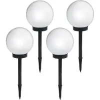Greenblue 4x lampe solaire, sur pied sphère de jardin 25x25x58cm LED blanche GB166