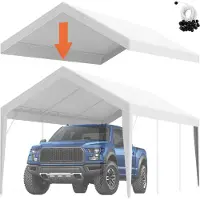 Vevor Tente de garage Carport , 3 x 6 m, tente de garage, étanche à l'eau et protégée contre les UV, installation facile avec des sangles, blanc (couverture de toit uniquement, cadre non fourni)