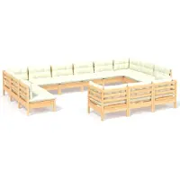 vidaXL 13-pièces salon de jardin avec coussins en pin crème