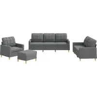 vidaXL Ensemble de canapés 4 pièces avec coussins Tissu gris foncé