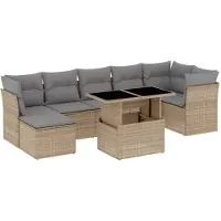 vidaXL Ensemble de jardin canapé 8 pièces avec coussins Beige Poly Rattan