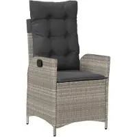 vidaXL Fauteuil de jardin avec coussin Réglable Gris clair Poly rotin