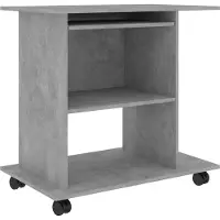 vidaXL Bureau d'ordinateur Gris béton 80x50x75 cm Bois d'ingénierie