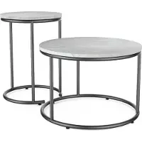Vicco Ensemble de tables basses Ottawa Marbre blanc 55x55cm 2 pièces, Model 49376