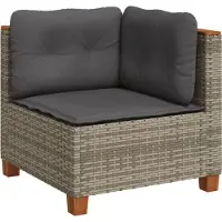 vidaXL Canapé d'angle de jardin avec coussins Gris Poly Rattan