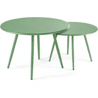 Oviala Lot de 2 tables basses de jardin en acier vert cactus - Palavas