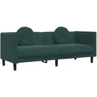 vidaXL Canapé 3 places avec coussins Vert foncé velours
