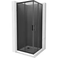 Mexen Rio Cabine de douche carrée 70 x 70 cm, Noir graphite, Noir + Receveur de douche plat, Blanc - 860-070-070-70-40-4010B
