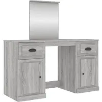 vidaXL Coiffeuse avec miroir Gris Sonoma 130x50x132,5 cm