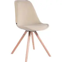 CLP Chaise visiteur Toulouse Velours Rond avec assise rembourrée et pieds ronds en bois,crème naturel