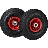 Relaxdays Roues de diable à pneus gonflables noir, rouge Jantes en plastique, axe 2,0 cm