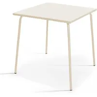Oviala Table de jardin carrée en métal ivoire 70cm - Palavas