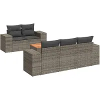 vidaXL Ensemble de salon de jardin 6 pièces avec coussins Gris Poly rotin
