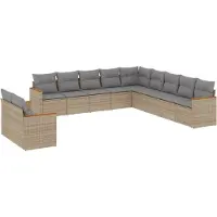 vidaXL Ensemble de salon de jardin 11 pièces avec coussins Beige Poly Rattan