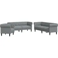 vidaXL Ensemble de canapés 3 pièces gris clair tissu