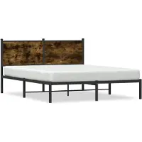 vidaXL Lit métallique sans matelas chêne fumé 140x190 cm