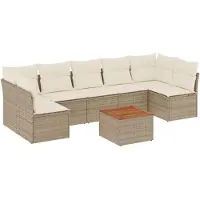 vidaXL Ensemble de jardin canapé 8 pièces avec coussins Beige Poly Rattan