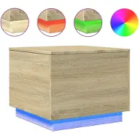 vidaXL Table basse avec lampes LED Chêne Sonoma 50x50x40 cm