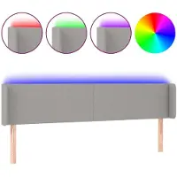 vidaXL Tête de lit LED gris clair 183x16x78/88 cm Tissu
