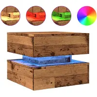 vidaXL Table basse avec lampes LED imitation vieux bois 50x50x40 cm