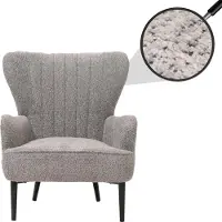 Mendler Fauteuil relax HWC-K37, fauteuil club/fauteuil à oreilles, fauteuil rembourré, style rétro vintage, revêtement en tissu chenille (500g/m²), couleur gris