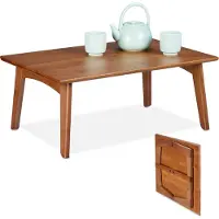 Relaxdays Table basse , pliable, aspect noyer, H x l x P : 25 x 60 x 40 cm, bambou, table d'appoint basse, salon, marron